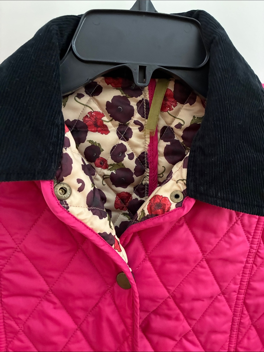 Girls Barbour Pink Quilted Jacket with Floral Lining XXL EUC - Picture 2 of 8